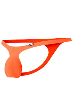Cut4Men Micro Bulge String in Orange, Detailansicht des gummierten Logos am Bund