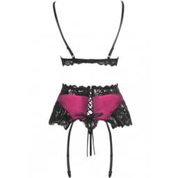 Livco Corsetti Nahir Dessous-Set aus Satin und Spitze, Detail des Satin-BHs mit Spitzenbesatz