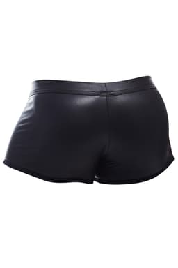 Cut4Men Wetlook-Boxershorts in Schwarz, Detailaufnahme des glatt beschichteten Materials