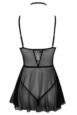Kissable Negligee in Schwarz, Detailaufnahme des Hakenverschlusses am Neckholder