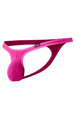 Cut4Men Micro Thong in Pink, Detailansicht des gummierten Logos am Bund