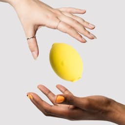 Romp Lemon Crush in der Hand zum Größenvergleich in Studioaufnahme