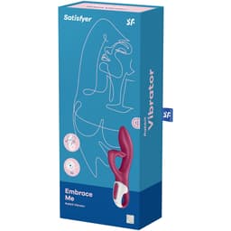 Verpackung des Satisfyer Embrace Me, in ruhiger Produktinszenierung