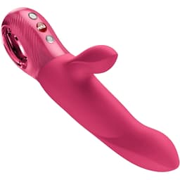 Fun Factory Bi Stronic Arc Rabbit-Vibrator von der Seite fotografiert, Form und Struktur der Oberfläche im Detail