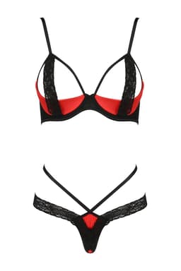 Passion Devil Collection Dessous-Set in Rot/Schwarz, Gesamtansicht von vorne