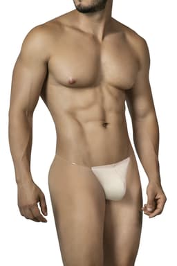 Cut4Men Seamless Thong String in Beige, Gesamtansicht von vorne auf weißem Hintergrund