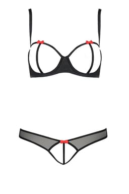 Passion Devil Collection Dessous-Set in Schwarz, Gesamtansicht von vorne