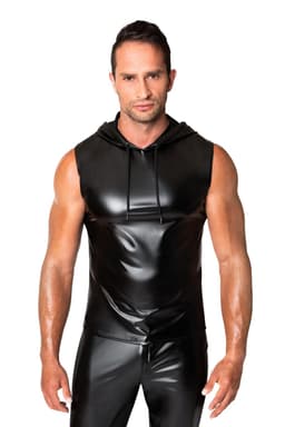 Noir Handmade Men Chaos Kapuzenshirt in Schwarz, komplette Gesamtansicht von vorne