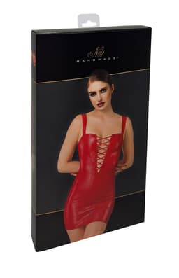 Noir Handmade F364 Bombshell Minikleid in Rot, seitliche Ansicht am Körper getragen