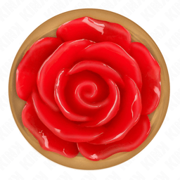 Kink Edelstahl-Analplug in Roségold mit roter Rose im Größenvergleich mit Maßangabe