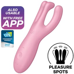 Satisfyer Threesome 4, Größenverhältnis in der Hand, mit erkennbarer Formgebung