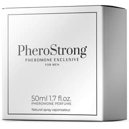Verpackung des PheroStrong Pheromone Exclusive for Men – Studioaufnahme auf hellem Hintergrund