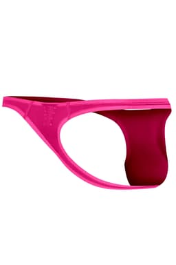 Cut4Men Brazilian-Thong aus durchsichtigem Netzmaterial in Hot Pink, seitliche Ansicht im Ganzen