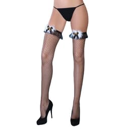 Halbtransparentes Gewebe der schwarzen Livco Corsetti Strümpfe in Nahaufnahme