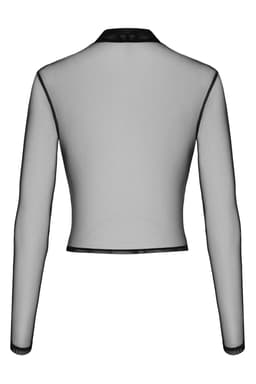 Noir Handmade Troublemaker Top in Schwarz, am Körper getragen zur Veranschaulichung der Passform