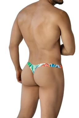 Cut4Men SPX Thong mit buntem Tropical-Print von hinten, Passform im Detail