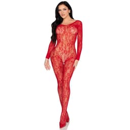 Leg Avenue Bodystocking aus Spitze, florales Muster an der Brustpartie im Detail