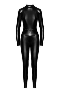 Noir Handmade Catsuit am Körper getragen, seitliche Ansicht