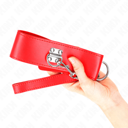 KINK Halsband mit breitem roten Band, Detailansicht der 65 cm langen Leine