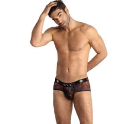 Anais Men Chill Slip mit buntem Palmenprint auf Tüll, Vorderansicht am Model