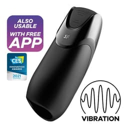Satisfyer Men Vibration+ Masturbator in Schwarz in der Gesamtansicht