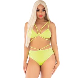Leg Avenue Dessous-Set in Gelb mit Riemchen-Top und Höschen, Gesamtansicht