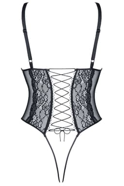 Demoniq Margot Body in schwarz, Detailansicht des Verschlusses