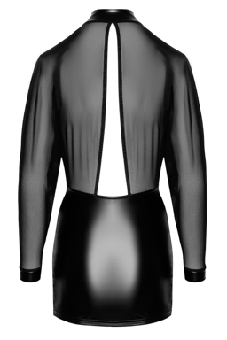 Noir Handmade Tüll-Minikleid in Schwarz am Model getragen, seitliche Ansicht im Ganzen
