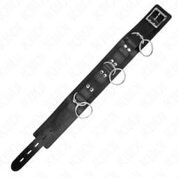 Kink 3-Ring-Halsband mit langer Leine angelegt, Größenverhältnis am Hals erkennbar
