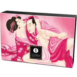 Shunga Massagepulver-Set Himbeere, freigestellte Studioaufnahme