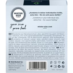 Mister Size Kondome, Packung der Größe M mit 53 mm Nennbreite