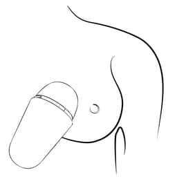 ROMP Free X Klitoris-Druckwellenvibrator in Lila, in der Hand gehalten im Größenvergleich