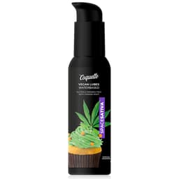 Coquette Chic Desire Premium Experience Space Sativa-Gleitgel, Seitenansicht mit Etikett und Verschluss
