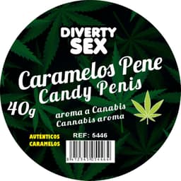 Diverty Sex Penis-Mini-Bonbons Cannabis-Aroma, Nahaufnahme der Mini-Bonbons