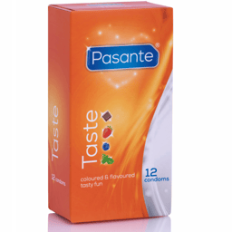 Pasante Kondome Aromen, Detailansicht der Erdbeer-Verpackung