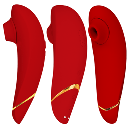 Womanizer Premium 2 Klitorisstimulator von der Seite mit Stimulationskopf im Detail
