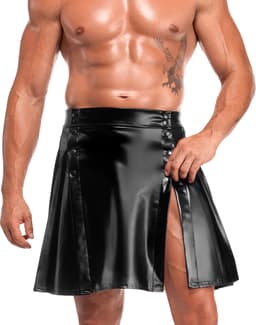 Noir Handmade Valor Herrenrock, Nahaufnahme des Powerwetlook-Materials