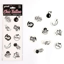 SecretPlay Spicy Collection Set mit 10 temporären Tattoos, Verpackung im Überblick