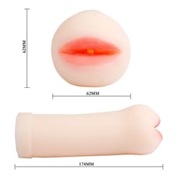 Baile Passion Lady Mund-Masturbator in der Hand gehalten, Größenvergleich