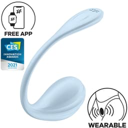 Satisfyer G-Punkt-Stimulator in Himmelblau, vollständige Gesamtansicht von vorne