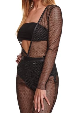 Demoniq Silver Touch Edvige – Jumpsuit mit Silberfaden, Detailaufnahme von Material und Verarbeitung