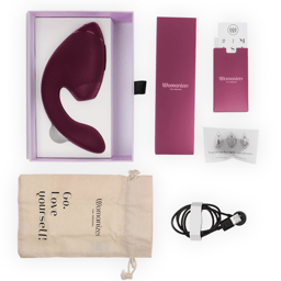 Womanizer Duo Next Klitoris- und G-Punkt-Stimulator in Dunkelrosa, mit magnetischem USB-Ladekabel an den Ladekontakten