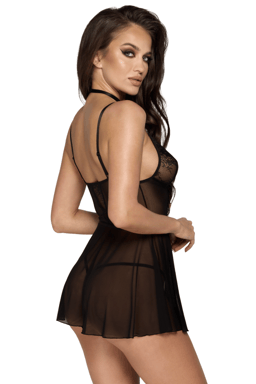 Kissable Negligee in Schwarz, Rückenansicht im Detail von hinten fotografiert
