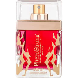 PheroStrong Devil Pheromon-Parfum für Männer, Flakon von der Seite mit Sprühkopf
