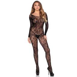 Leg Avenue Bodystocking aus floraler Spitze, Gesamtansicht von schräg hinten