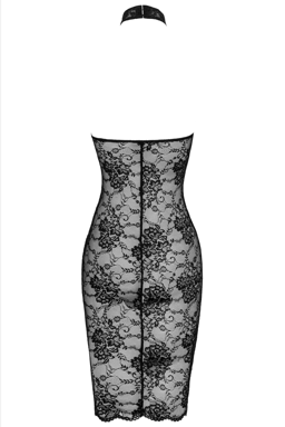 Noir Handmade Spitzenkleid in Schwarz, Detailaufnahme des floralen Spitzenmusters