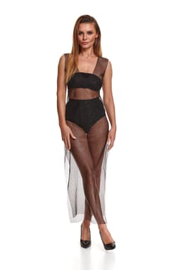 Demoniq Silver Touch Iolanda – langes Netzkleid mit Silberfaden, Detailaufnahme von Material und Verarbeitung
