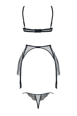 Demoniq Catherine Dessous-Set in schwarz-gold, Detailansicht der Träger und Nähte