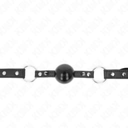 Kink Ballknebel mit Gurtverschluss im Detail, Nahaufnahme der Schnalle