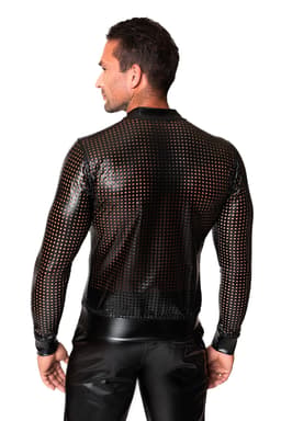 Noir Handmade Men Chaos Bomberjacke, Nahaufnahme des perforierten Lochmusters